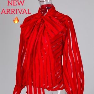 Women’s Red Meah Long Sleeve Blouse Size L